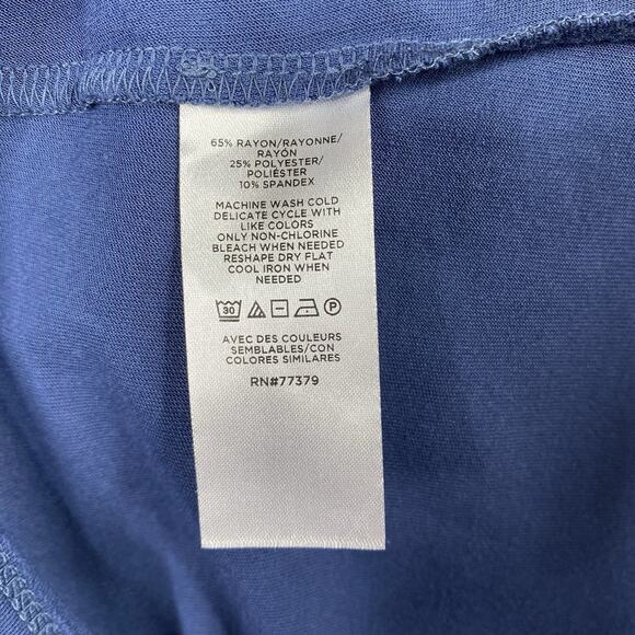 Ann Taylor T-Shirt XL Womens Blue Cozy Slub Round Neck Cap Sleeve Boxy Stretch - Picture 5 of 6